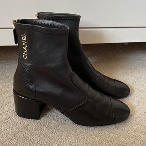 CHANEL Black Ankle Stretch Boot